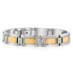 AX Jewelry Mens Dia Bracelet in Stainless Steel and 18K Gold Accent (0