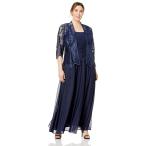 Alex Evenings Women's Lace Bodice Dress and Matching Jacket, Navy, 10