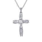 Jewel Zone US Mothers Day Jewelry Gifts White Natural Diamond Cross Pe