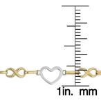 Kooljewelry 14k Two-Tone Gold Heart and Infinity Bracelet (7.5 inch)