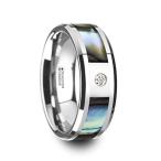Honolulu Mother of Pearl Inlay Tungsten Carbide Ring with Beveled Edge