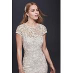 High-Neck Metallic Lace Mermaid Wedding Dress Style 261032, Ivory, 8