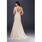 Petite Beaded Lace Wedding Dress with Cap Sleeves Style 7T9612, Ivory,