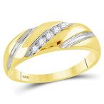Jewels By Lux 14kt Yellow Gold Mens Round Diamond Two-Tone Single Row