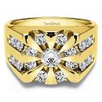 Yellow Plated Sterling Silver Gents Wedding Band Cubic Zirconia(2.98Ct