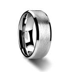 Thorsten Rings Thorne Flat Tungsten Carbide Wedding Ring with Wire Bru