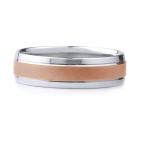 10k Gold Men's Two Tone Comfort-Fit Wedding Band with Satin Finish Cen