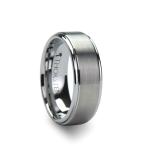 Tungsten Carbide Raised Center Brushed Finish Wedding Ring 7mm Band (1