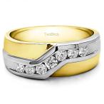 TwoTone Sterling Silver Men's Wedding Ring Diamonds (G-H,I2-I3)(0.24Ct