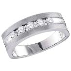 10kt White Gold Mens Round Diamond Single Row 5-Stone Wedding Band Rin