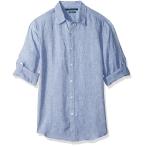 Perry Ellis Men's Long Sleeve Solid Linen Button-Up Chambray Shirt, Co
