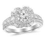 1.44 Carat t.w. 14K White Gold Round Double Row Baguette and Round Hal