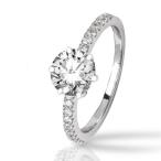 1.43 Carat Classic Prong Set Diamond Engagement Ring 14K White Gold wi