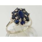 925 Sterling Silver Natural Sapphire Womens Anniversary Ring - Size 7.