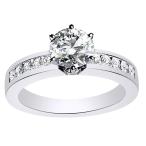 AFFY 10k White Gold Round Solitaire Wedding Ring Cubic Zirconia Size-7