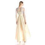 Adrianna Papell Women's Sequin Illusion High-Low Gown with Taffeta Ski