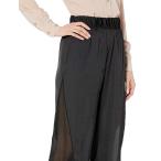 Halston Heritage Women's Flowy Pants with Sheer Side Panel, Black M