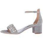 Badgley Mischka Women's Liz Heeled Sandal, Silver Silk, 7 M US
