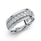 FB Jewels 14K White Gold Men's Solid 8mm Braided Traditional Classic C