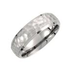 Jewels By Lux Titanium 7mm Hammered Finish Beveled Edge Wedding Ring B