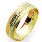 Double Accent 14K Tri Color Gold 6mm Wedding Band (Size 5 to 13), 9