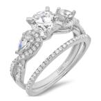 Clara Pucci 1.9 CT Round and Pear Cut Pave Halo Bridal Engagement Wedd