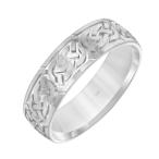 Brilliant Expressions 14K White Gold Engraved Celtic Knot Comfort Fit