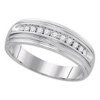 Jewels By Lux Sterling Silver Mens Round Diamond Wedding Band Ring 1/4