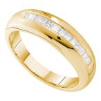 Jewels By Lux 14kt Yellow Gold Mens Princess Channel-Set Diamond Weddi