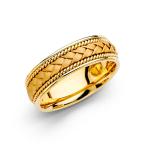 FB Jewels 14K Yellow Gold Men's Solid 6mm Braided Traditional Classic