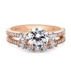 BERRICLE Rose Gold Plated Sterling Silver Cubic Zirconia CZ 3-Stone 5-