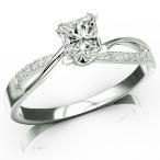 0.33 Carat Princess Cut Elegant Twisting Split Shank Diamond Engagemen