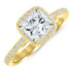 0.62 Cttw 14K Yellow Gold Princess Cut Classic Halo Style Cushion Shap