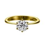 1.50ct Lab Created White Sapphire Engagement Ring Yellow Gold 14K 6 pr