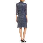 R&amp;M Richards Sleeveless Cascade Front Metallic Knit Dress and Jacket,