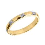 Solid 10k Yellow Gold 3 mm Hammered Stackable Diamond Ring(Size 6)