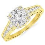 1.5 Carat 14K Yellow Gold Vintage Halo Style Channel Set Round Brillia