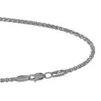 JewelStop 14k Solid White Gold 1.5 mm Round Spiga Wheat Chain Necklace