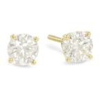 1/2 Carat GIA Certified 14K Yellow Gold Solitaire Diamond Stud Earring