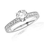 1.05 Carat Classic Side Stone Pave Set With Milgrain Diamond Engagemen