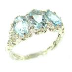 925 Sterling Silver Natural Aquamarine Womens Anniversary Ring - Size