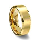 Gold Plated Brushed Finish with Beveled Edges 10MM Width Size 5.5