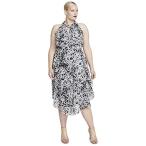 RACHEL Rachel Roy Women's Plus Size Chiffon Midi Dress, Ivory Combo 24