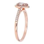 Olivia Paris 14K Rose Gold Pear Morganite Diamond Halo Vintage Engagem