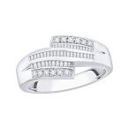 KATARINA Round and Baguette Cut Diamond Wedding Band in Sterling Silve