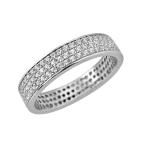 1Ct Women 3 Row Diamond Eternity Anniversary Band Ring 14K Gold Plated