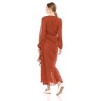 ASTR the label Women's Side Cinched Long Sleeve Ruffle Wrap Maxi Dress