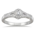 AGS Certified 1/3 Carat TW Diamond Halo Bridal Set in 10K White Gold