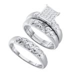 CoutureJewelers 10kt White Gold His &amp; Hers Round Diamond Cluster Match