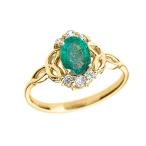 Elegant 14k Yellow Gold Diamond Trinity Knot Proposal Ring with Genuin
